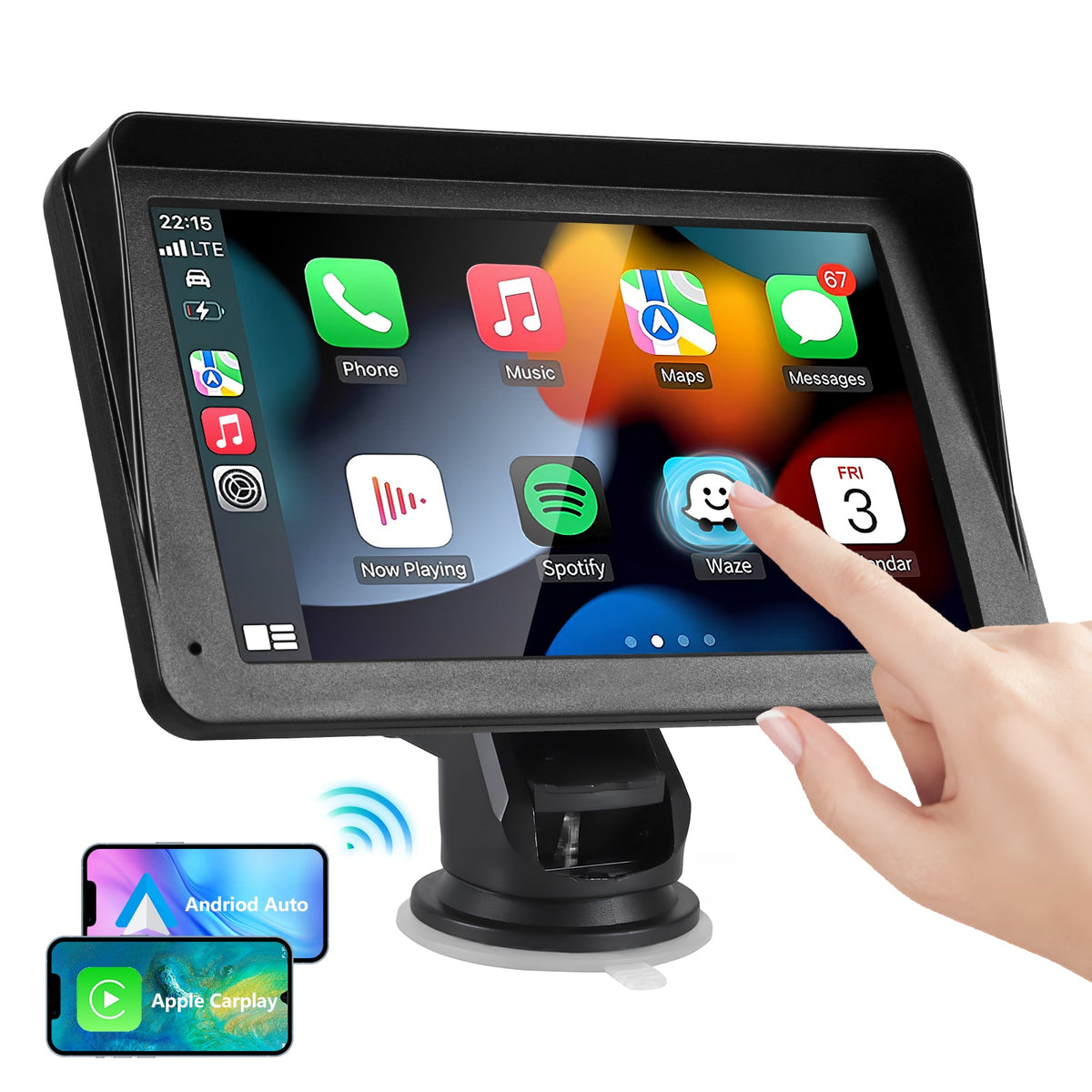 Portable Car Stereo Wireless CarPlay & Android Auto, Car Radio 7inches Touchscreen, Bluetooth5.0, Mirror Link, Maps Navigation, Voice Control, AUX Cable Vehicles My Store