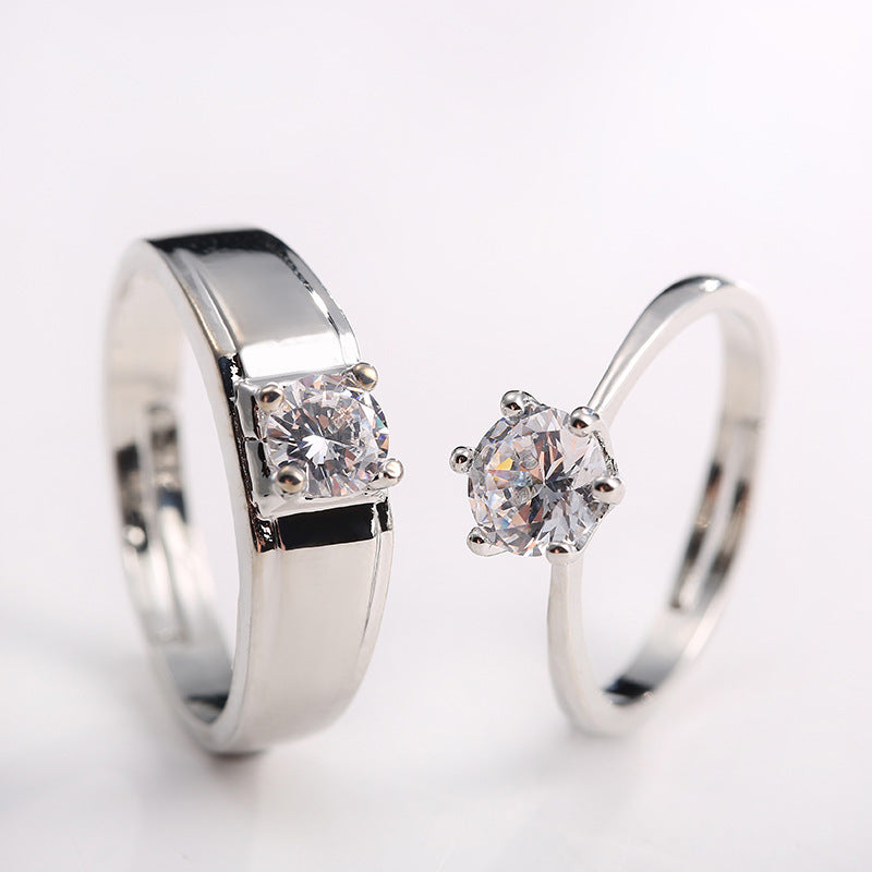 SATINE Six-Claw Moissanite Couple Rings