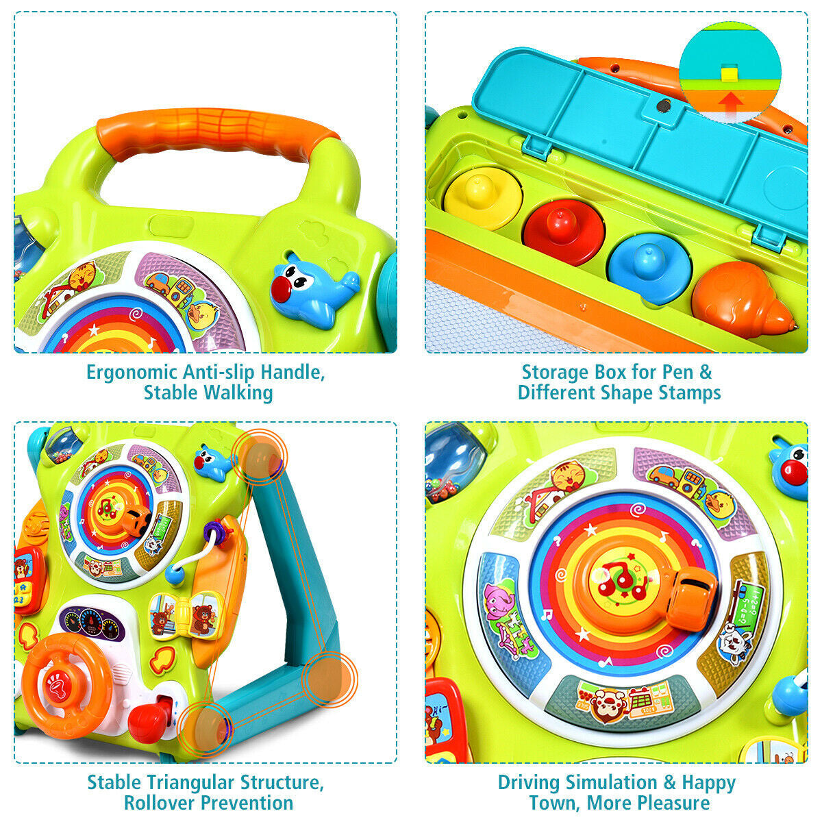 3-in-1 Kids Activity Sit-to-Stand Musical Learning Walker