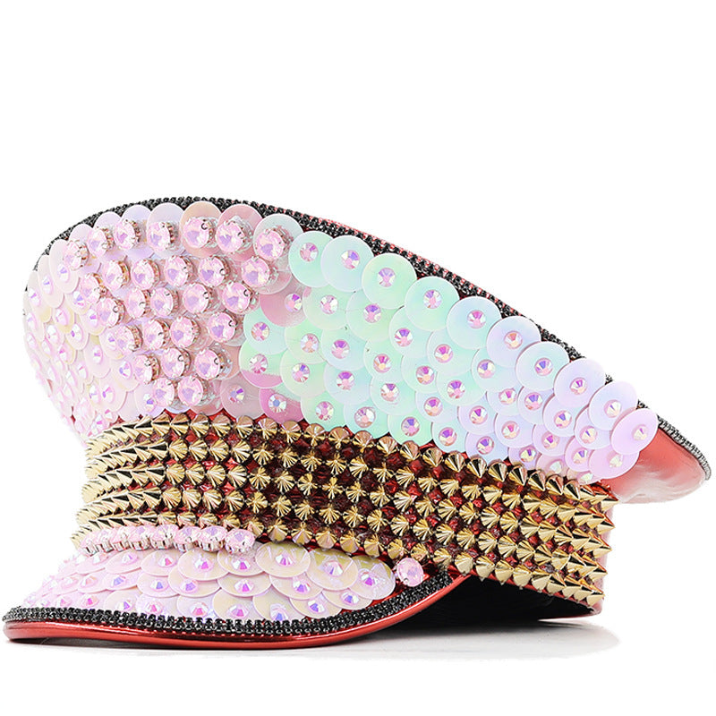 Pink Sequin Women's Wedding Cap