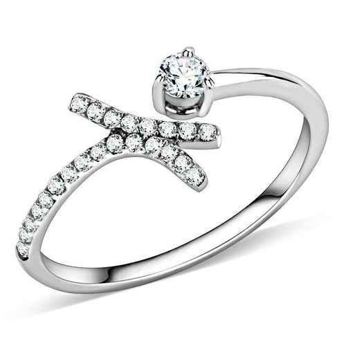 DA145 - High polished (no plating) Stainless Steel Ring with AAA Grade