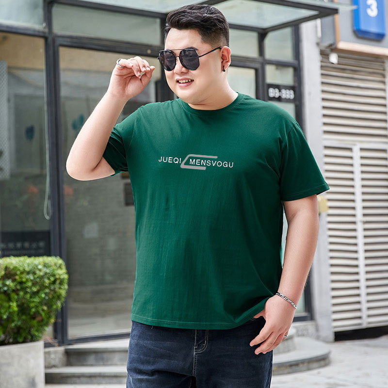 Plus Size Cotton Round Neck Men's T-shirt