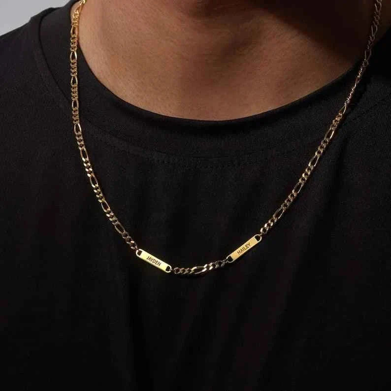 Dad Necklace With Kids Names, Engraved Dad Necklace