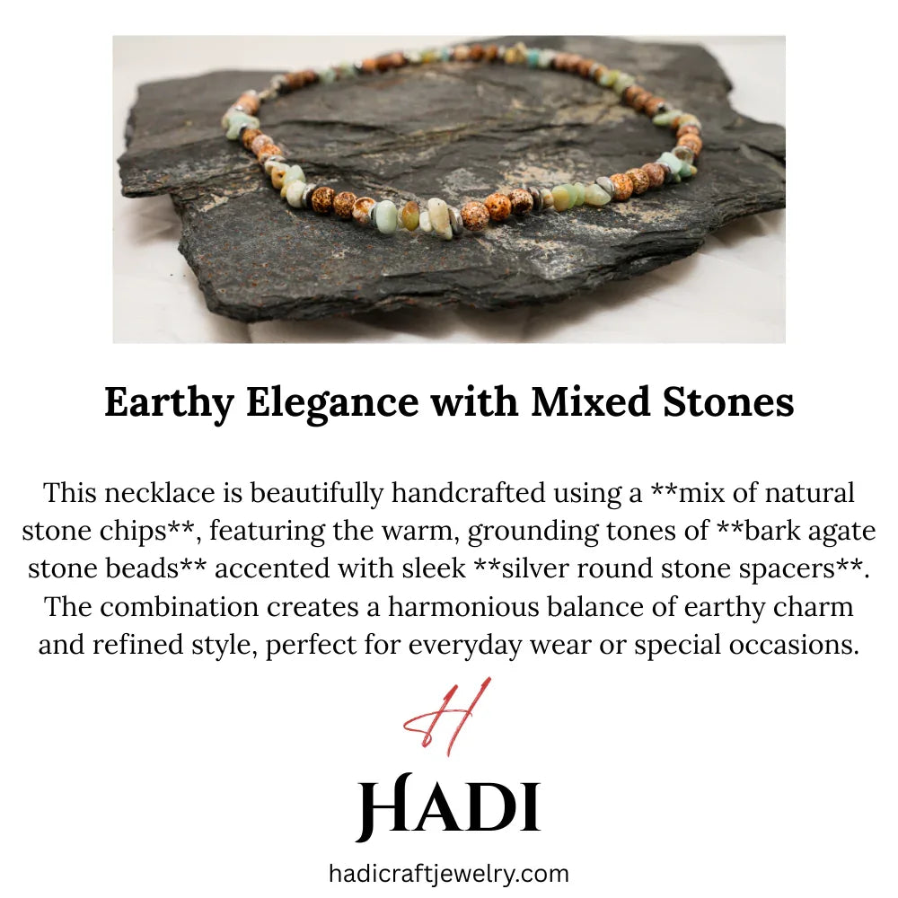 Necklace Natural Agate stone, Multi color Stone necklace