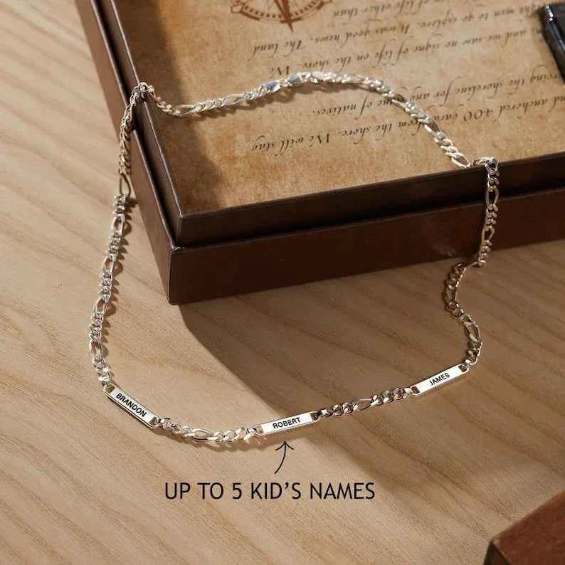 Dad Necklace With Kids Names, Engraved Dad Necklace