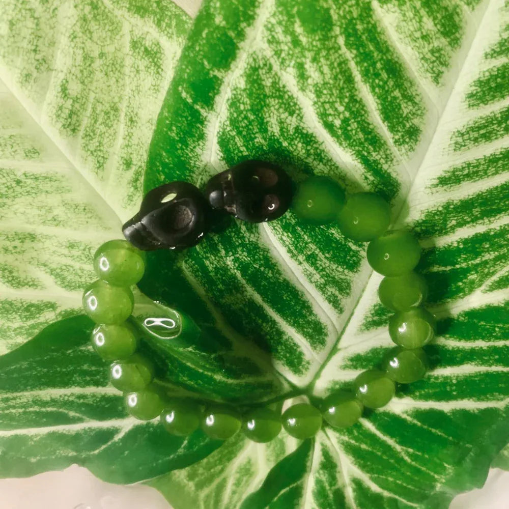 Natural Stone Bead Bracelet for Women, Boho Style Stretch Gemstone
