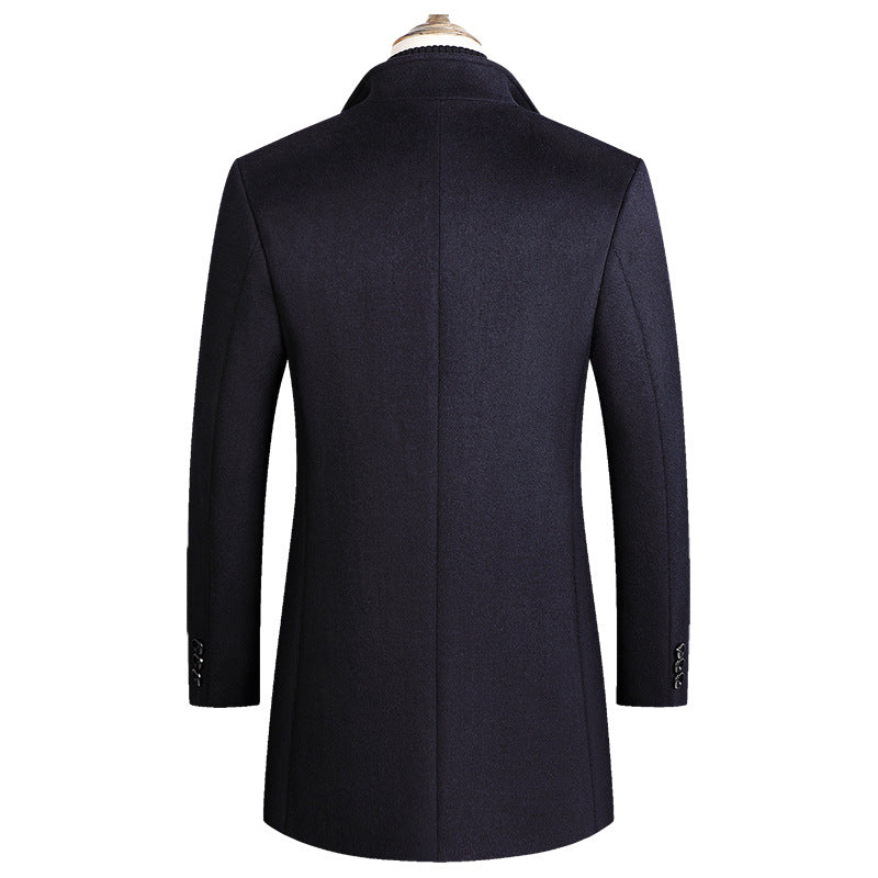 Middle-aged Men's Coat Stand-up Collar Woolen Coat