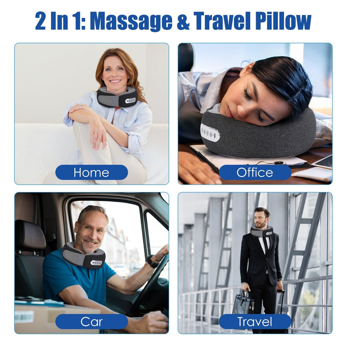 2-in-1 Heated Neck Massager Pillow – Memory Foam, 3 Speeds, Timer GBruno Store