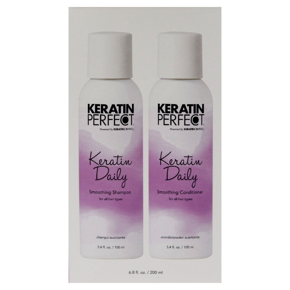 Keratin Daily Duo by Keratin Perfect for Unisex - 2 Pc 3.4oz Shampoo, 3.4oz Conditioner