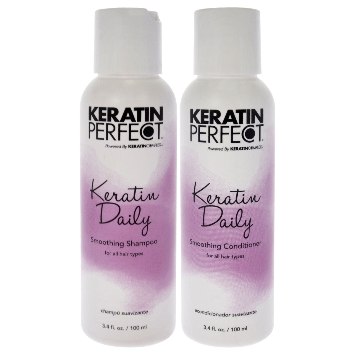 Keratin Daily Duo by Keratin Perfect for Unisex - 2 Pc 3.4oz Shampoo, 3.4oz Conditioner