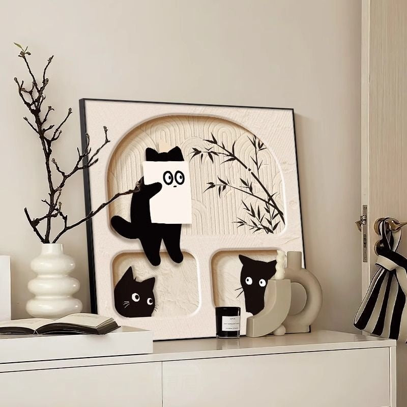 Cute Cat Dining Roomliving Room Cream Style Desktop Decorative Painting My Store