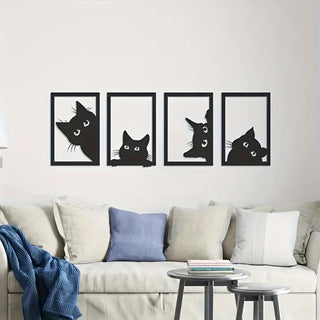 Black Cat Metal Wall Art Decoration Suit My Store