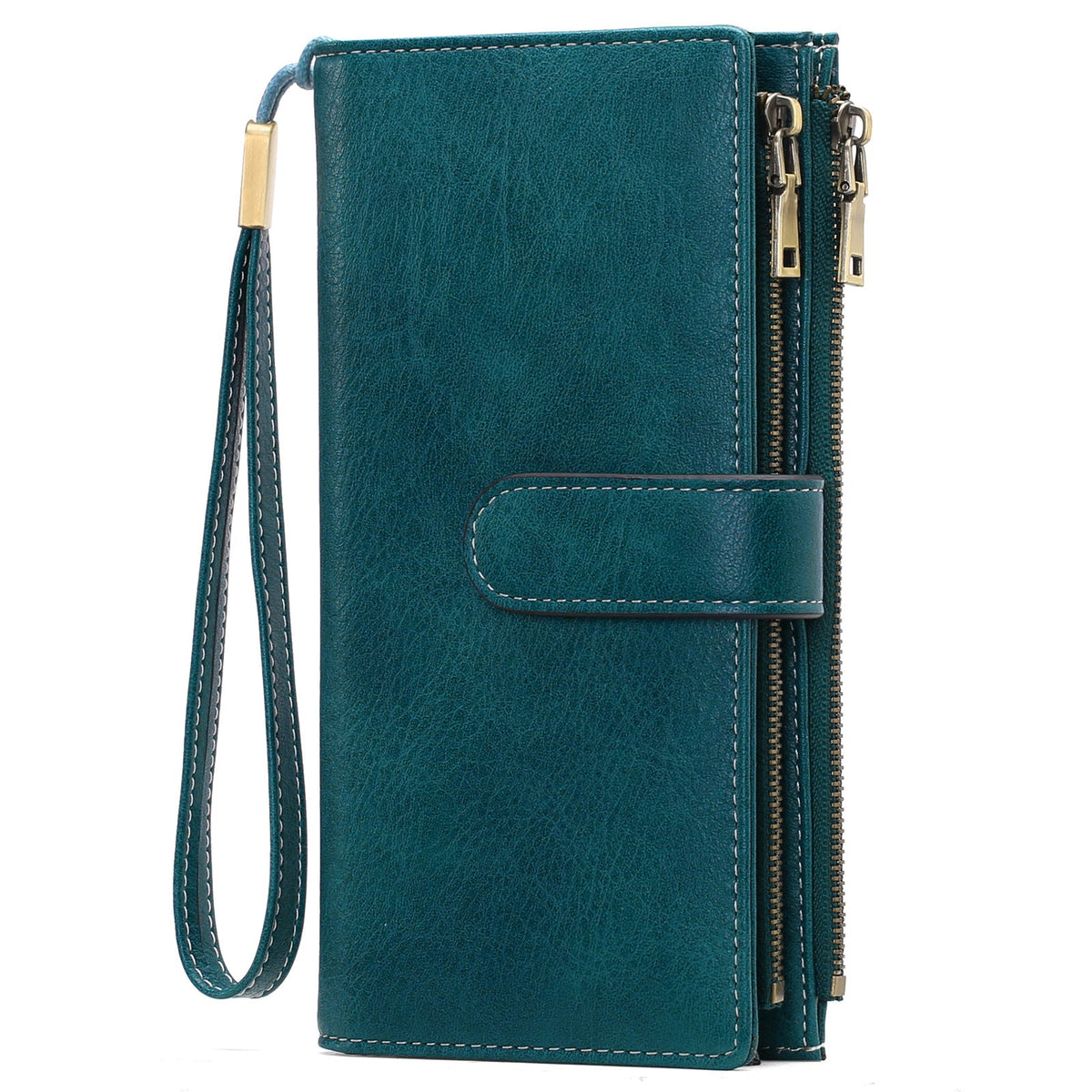 Womens Long Wallet Multi-functional Vintage Tri-fold Purse
