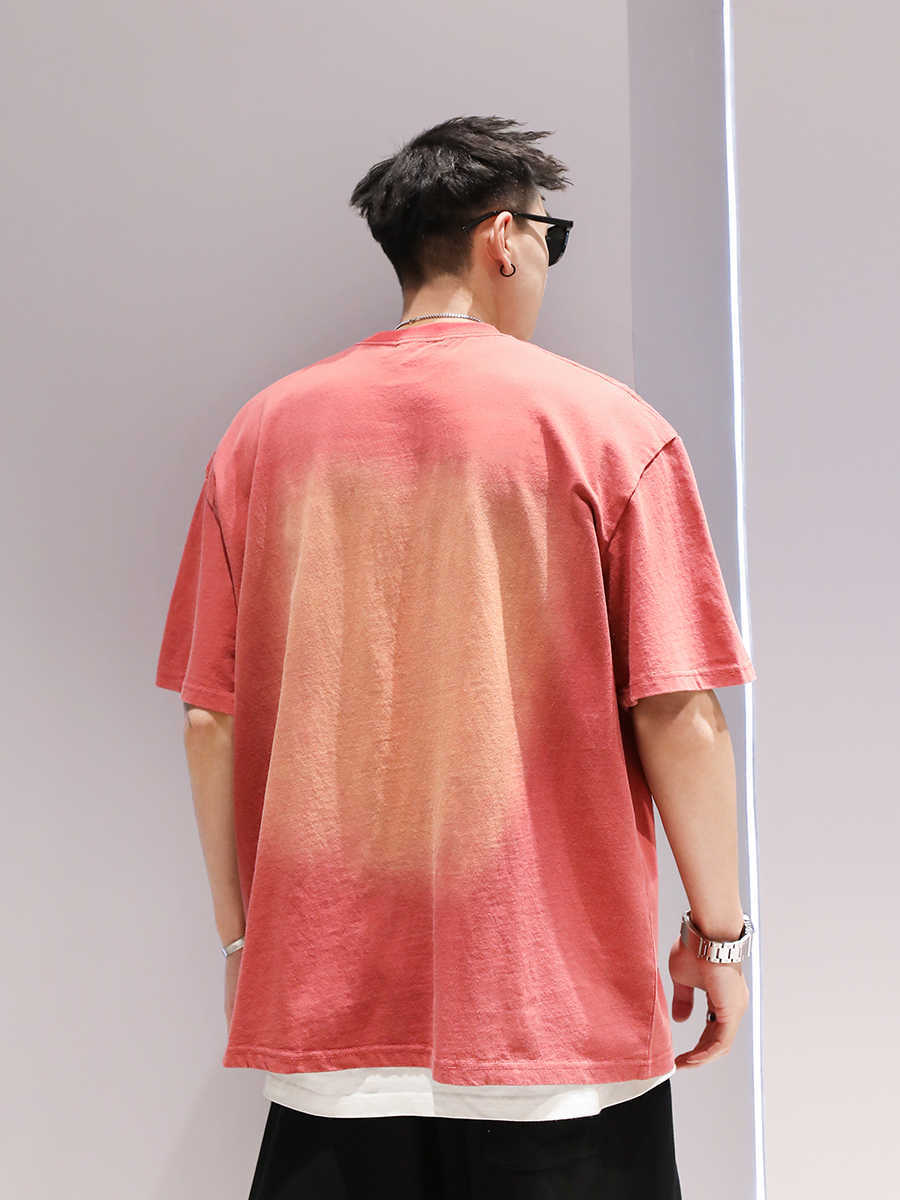 Gradient Washed Fashion Couple T-shirt