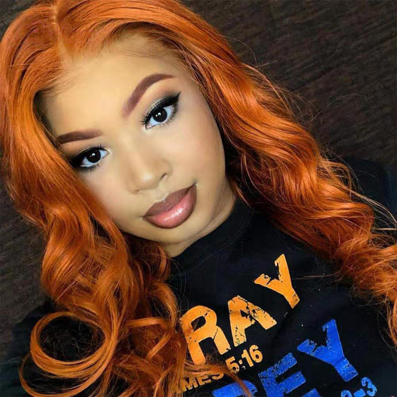 European & American Dark Orange Smooth Hair Wig