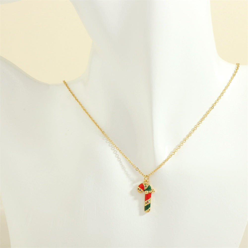 Christmas Necklace, Santa, Snowman, Rhinestones