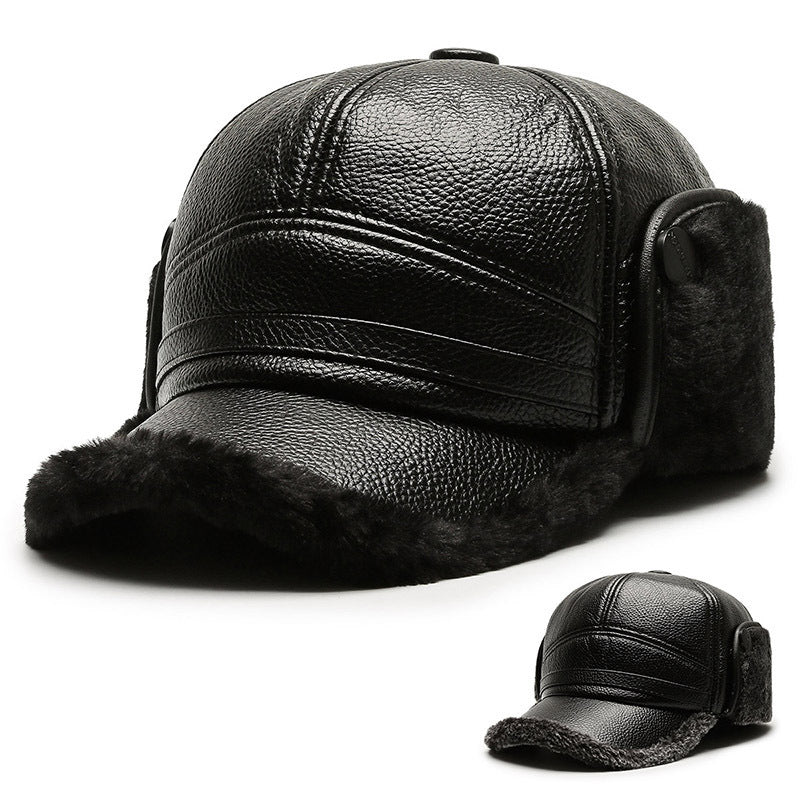 Men's Ear Protection Winter Warm Peaked Cap for Elderly