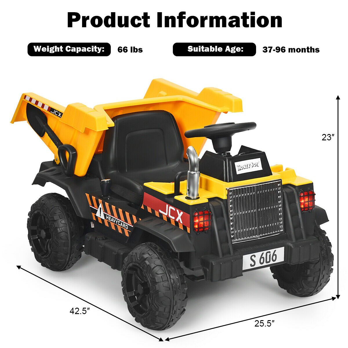 Electric Dump Truck Construction Tractor Toy with 12V Battery and Working Bucket MagicCars