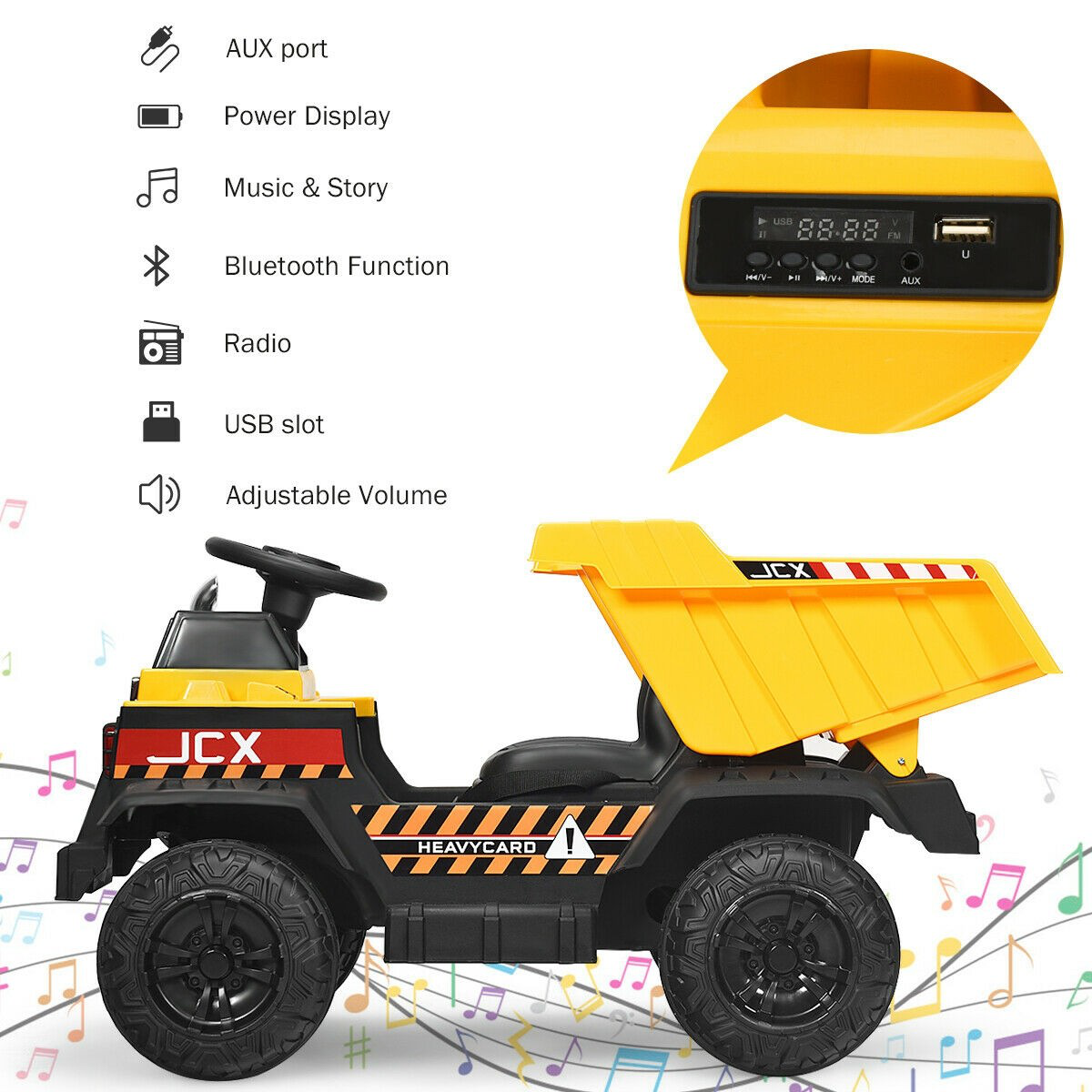 Electric Dump Truck Construction Tractor Toy with 12V Battery and Working Bucket MagicCars
