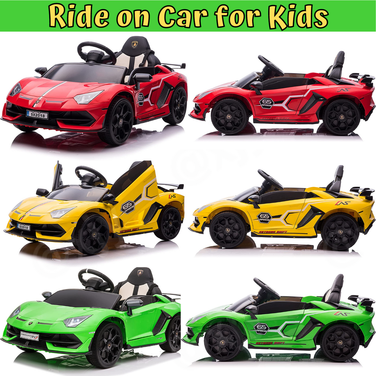 Electric Lamborghini Ride-On Car for Kids with Remote Control - 24/12V