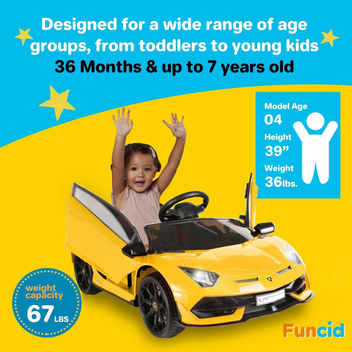 Electric Lamborghini Ride-On Car for Kids with Remote Control - 24/12V
