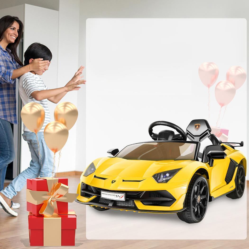 Electric Lamborghini Ride-On Car for Kids with Remote Control, LED Lights, and MP3 Player - 3 Speed Options