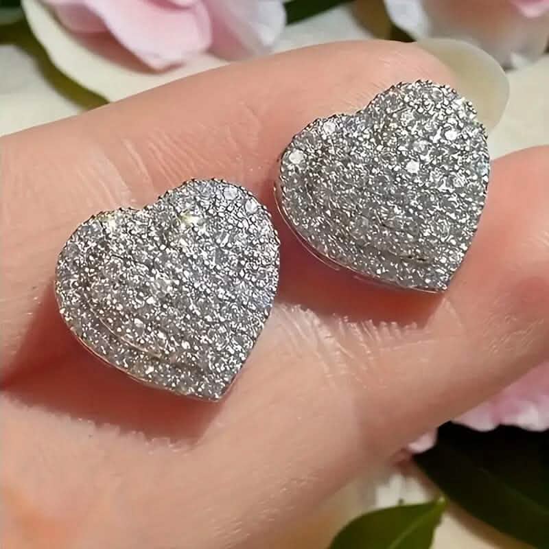Elegant Heart-Shaped Zirconia Stud Earrings