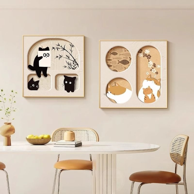 Cute Cat Dining Roomliving Room Cream Style Desktop Decorative Painting My Store