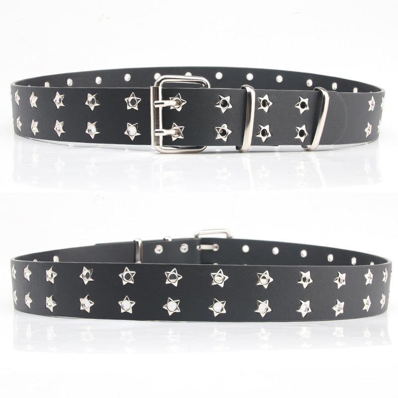 Women's Casual Star Double Row Air Hole Belt