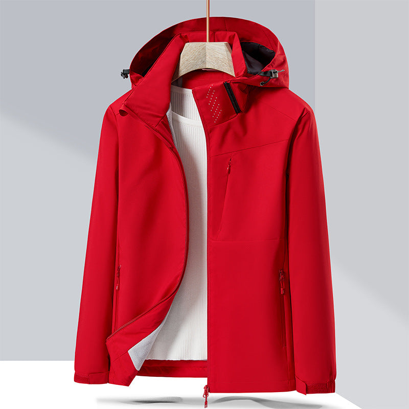 Couple Single-layer Jacket Windproof Sports Fleece-lined Padded Overalls
