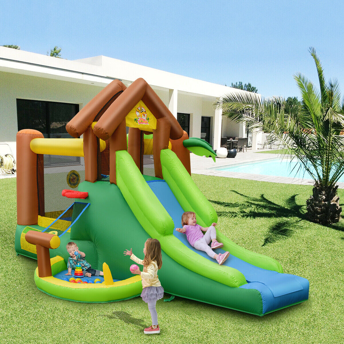 Kids Inflatable Jungle Bounce House Castle including Bag without Blower
