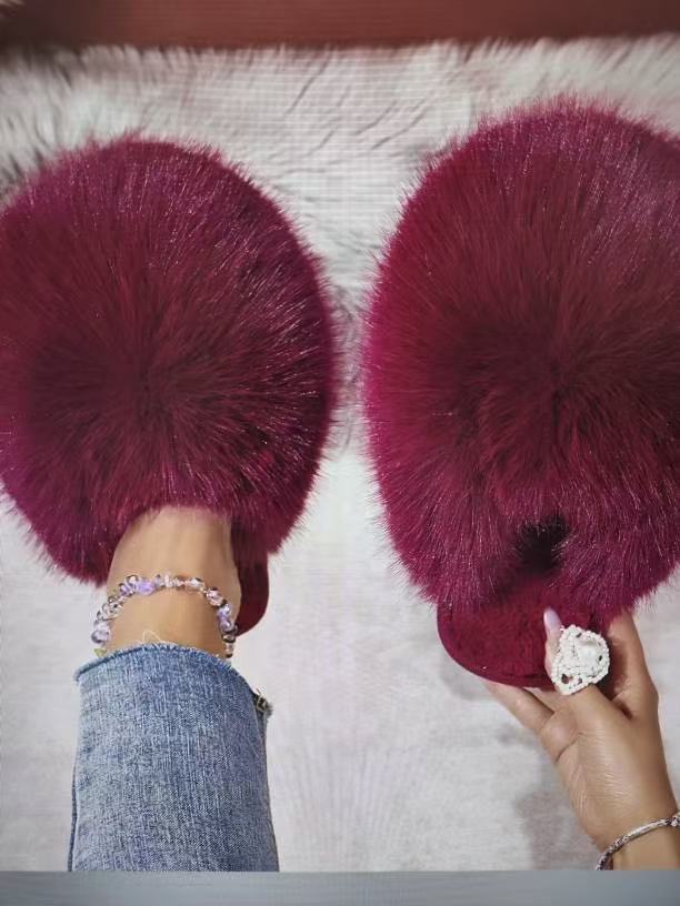 Large Size Solid Color Fluffy Soft Bottom Winter Baotou Home Warm Multi-color Cotton Slippers