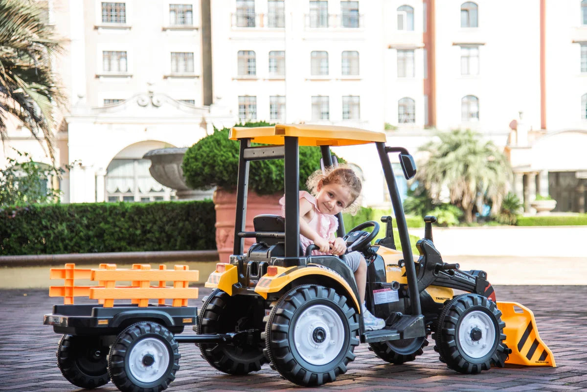 24V Children's Ride on Excavator Tractor with Trailer - Battery-Powered Electric Vehicle Plaything