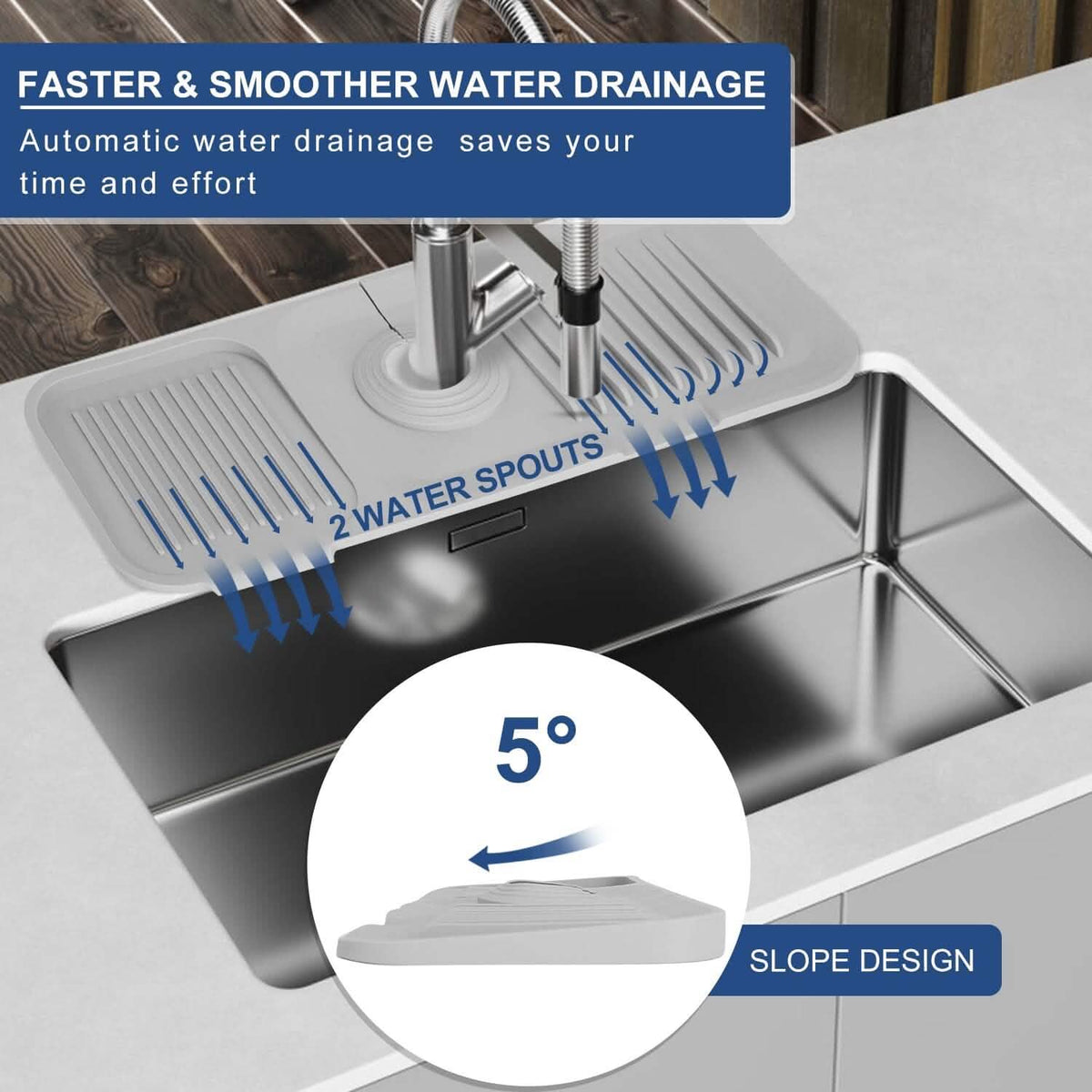 Faucet Splash Mat Sink Tray Water Drainage Pad Sponge Soap Holder