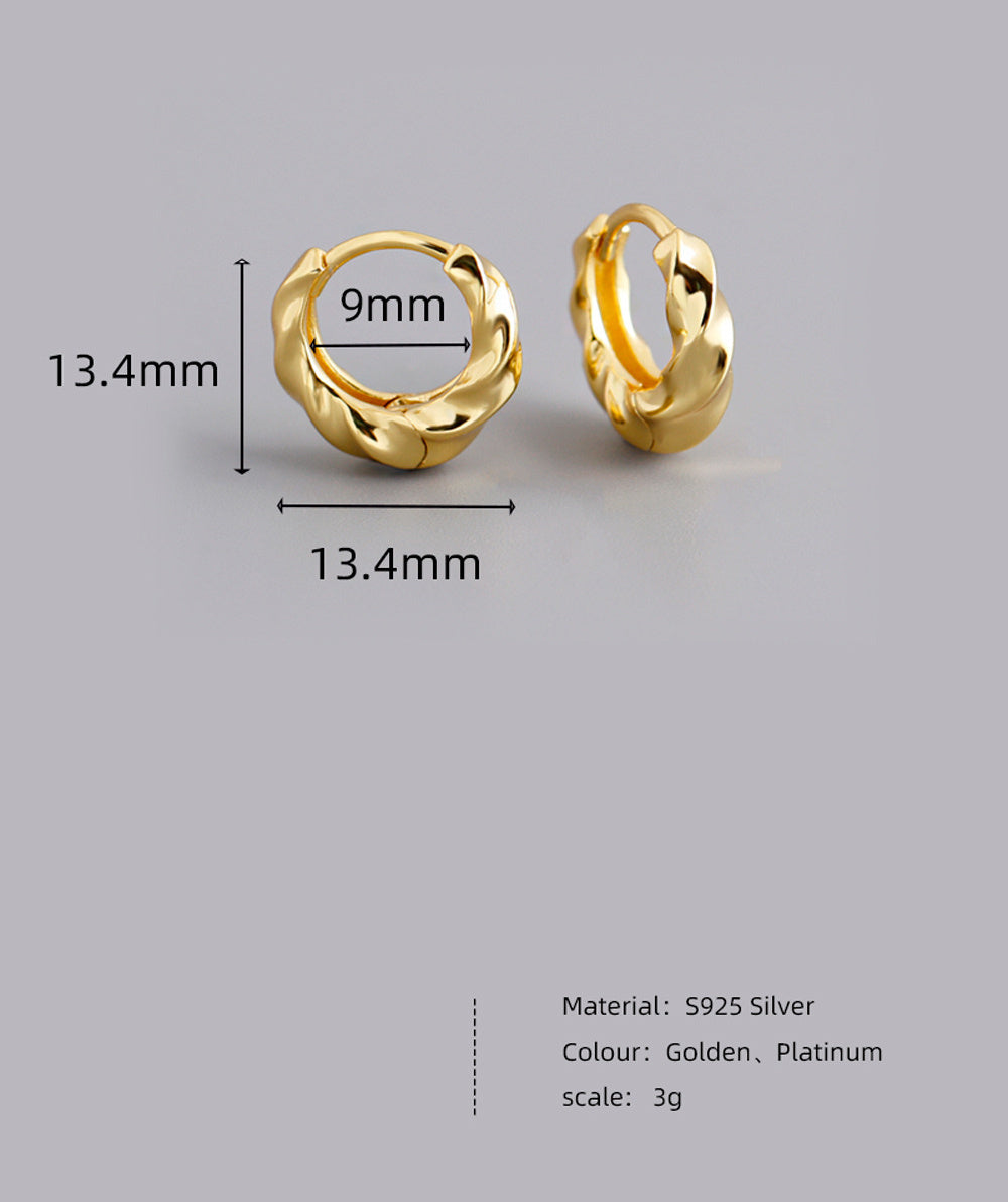 Golden Circle Twisted S925 Silver Ear Clip
