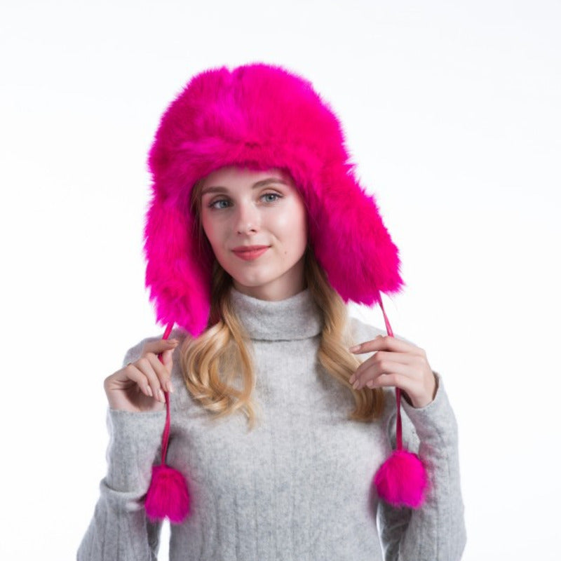 Autumn Winter Ladies Korean Fox Fur Warm Hat