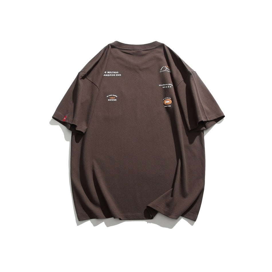 Orderly Japanese Retro Mountain Short Sleeve T-shirt