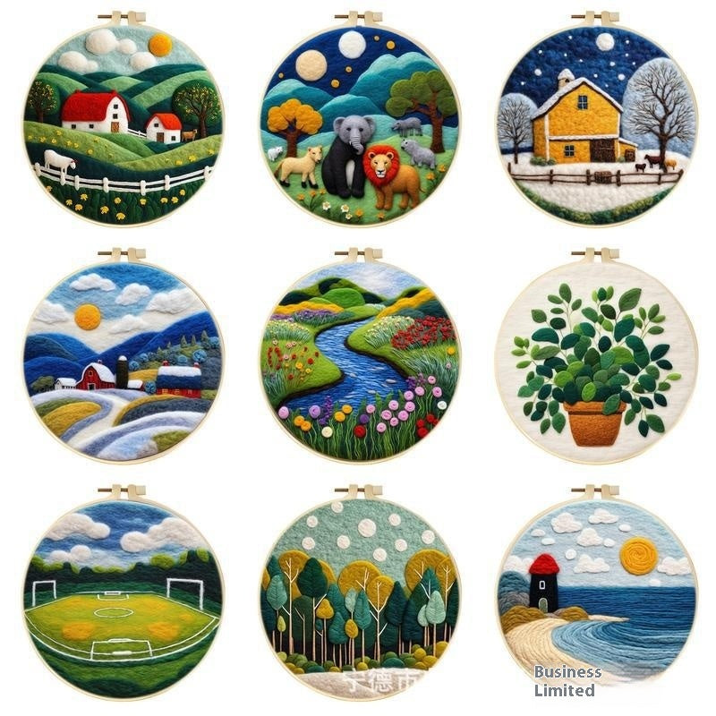 Wool Felt Painting With Embroidery Frame Needle Felt Supplies Suitable For Beginners My Store