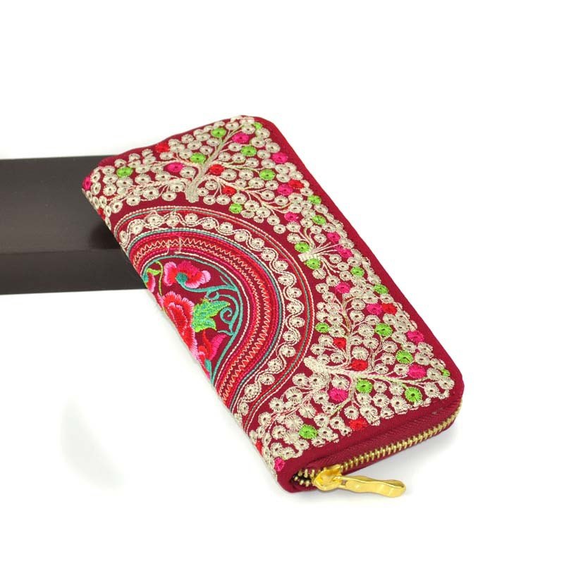 Features embroidered Womens purses Upscale Fashion Ladies Wallet Long section Wallets Embroidery purse Support