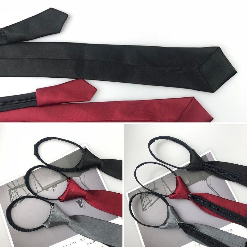 Men's Zipper Korean Style Pure Color Tie