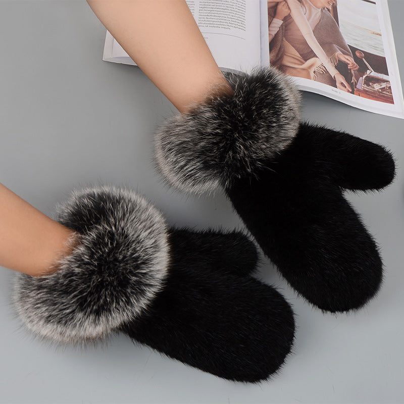Colorful Mink Fur Hand-woven Mittens