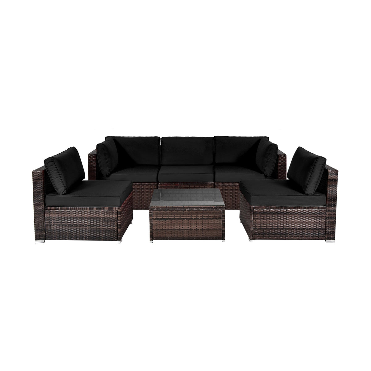 6 Pieces Patio Rattan Furniture Set with Cushions DirectDeals