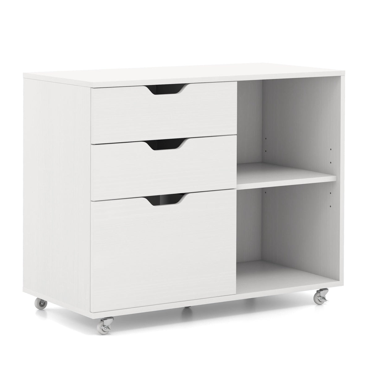 3-Drawer File Cabinet with Adjustable Shelf and Wheels for Letter