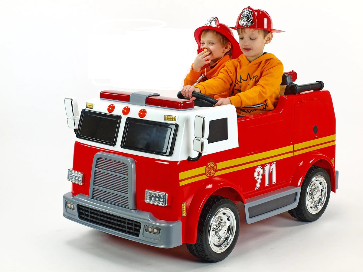 Fire Truck Ride On Toy 2 Seater Red W/Fire Hose Function PA System