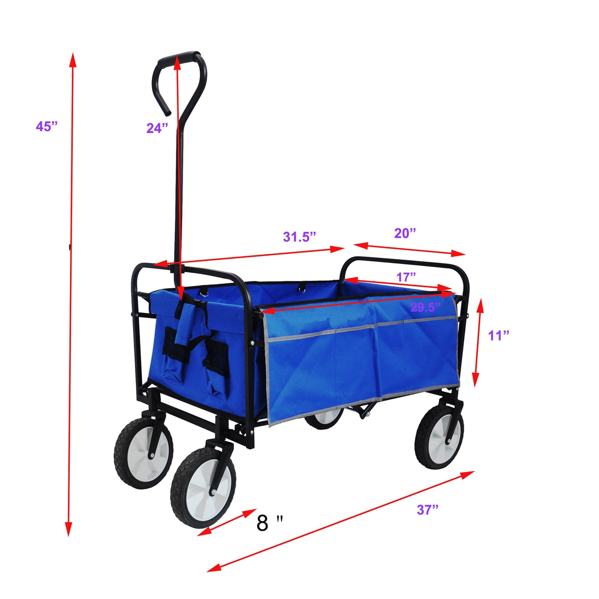 Folding Wagon Garden Shopping Beach Cart   (Blue)