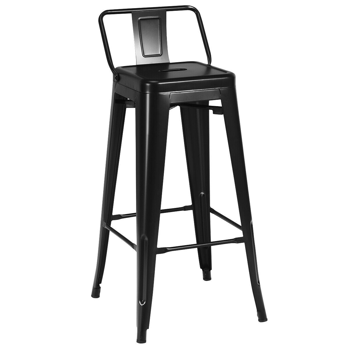 30 Inch Set of 4 Metal Counter Height Barstools with Low Back and Rubber Feet