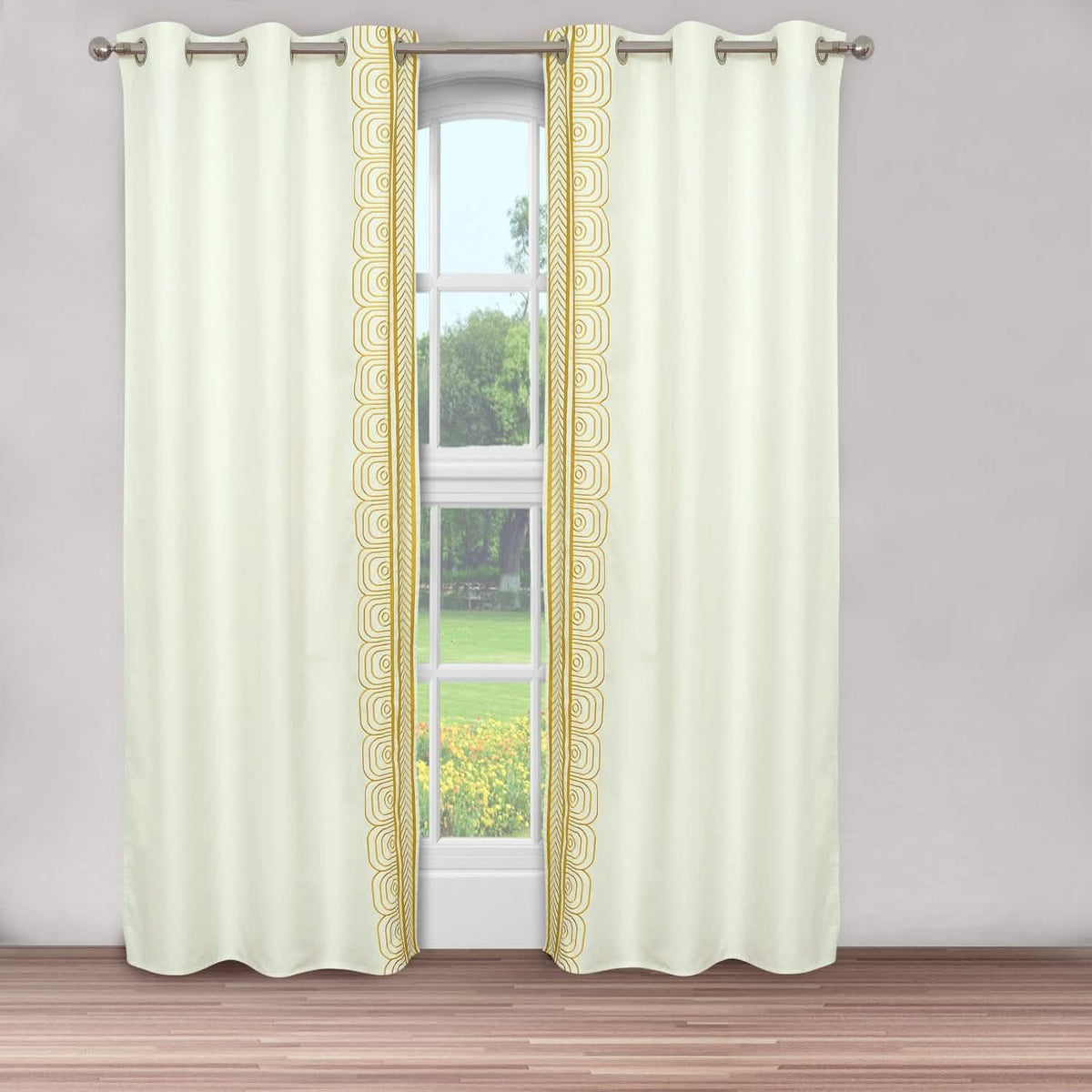 Global Embroidered Window Panel Pair