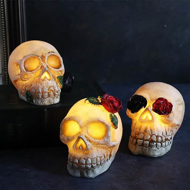 Halloween Resin Skull LED Night Light Decorative Light