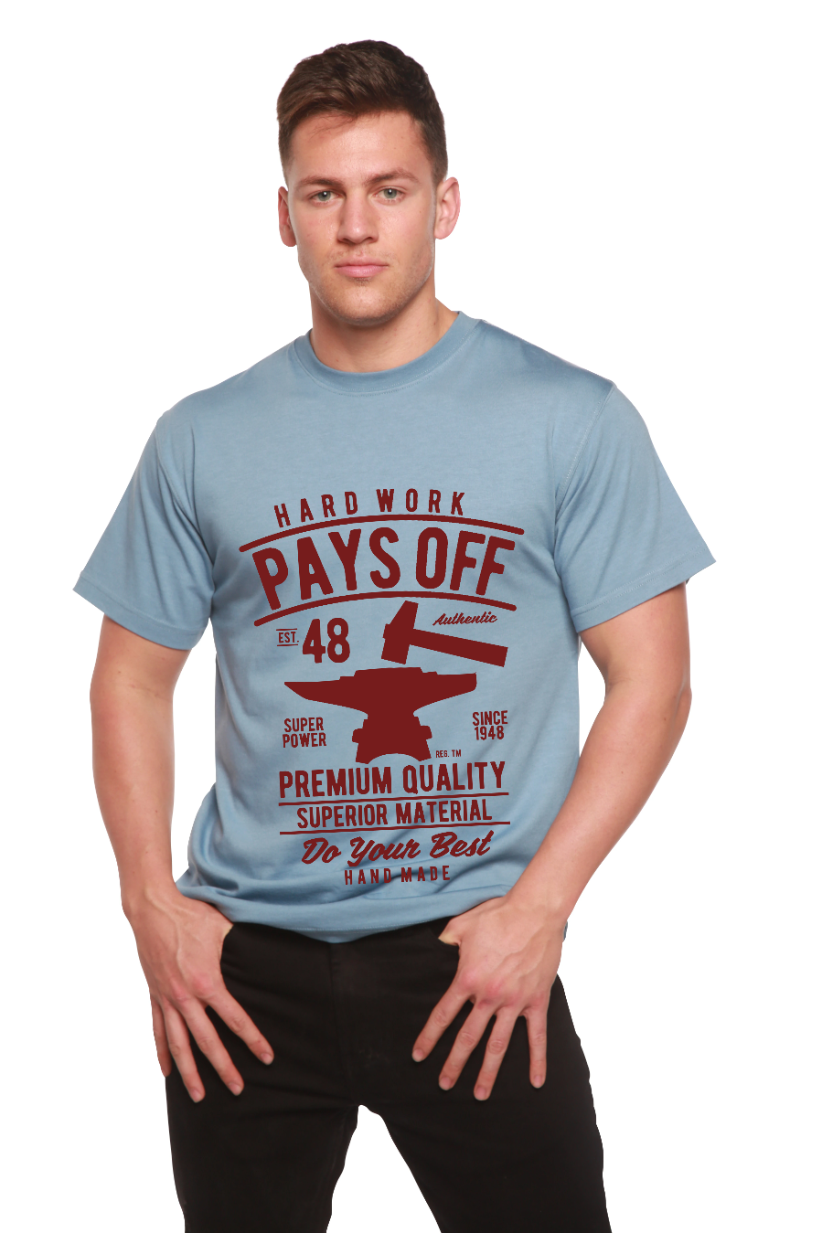 Hard Work Pays Men's Bamboo Viscose/Organic Cotton Short Sleeve Graphic T-Shirt