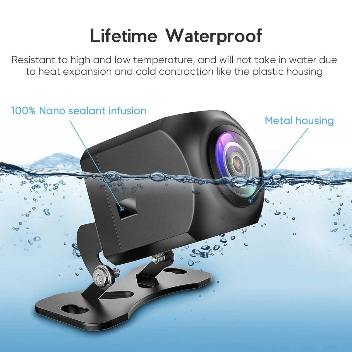 HD Backup Camera, Metal Housing 170 Degree Wide View Angle License Plate Rear View Camera  (Refurbished)
